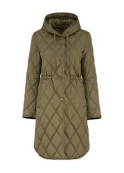 Women's olive quilted jacket KURDT-0579-57(Z25), front product view on white background.