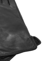 Women's black leather gloves REKDS-0001A-99(Z26), close-up of product detail, view on white background.