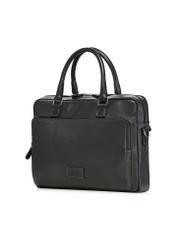 Black leather two-compartment men's bag TORMS-0525-99(Z26) - diagonal product view, on a white background.