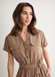 Women's short viscose jumpsuit KOBDT-0014-1D(W26), close-up of the product on the model's silhouette.