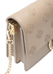 Dark beige women's handbag with monogram TOREC-0536-1K(W26), close-up of product detail, view on white background.