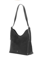 Black women's handbag with a jewelry accent TOREC-1325-99(Z26), diagonal product view on a light background.