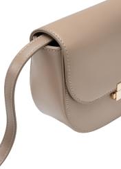 Camel semi-circular women's messenger bag TOREC-1127-1D(W26), close-up of the product detail on a white background.