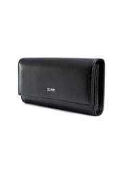 Large black women's wallet POREC-0411-99(W25), diagonal product view on white background.