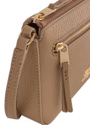 Beige leather women's wallet with handle PORES-0887-81(Z23)-05