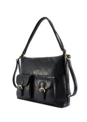 Black leather women's belt PASDS-0342-99(W26) - diagonal product view, on a white background.