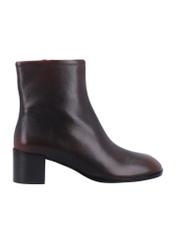 Dark brown leather women's ankle boots BUTYD-1359-1L(Z26), side view of the product on a white background.