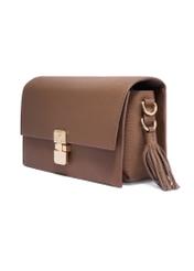 Light brown leather shoulder bag TORES-1418-1K(Z26), diagonal product view on white background.