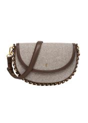 Beige herringbone women's shoulder bag TOREC-1329-1P(Z26), front product view on white background.