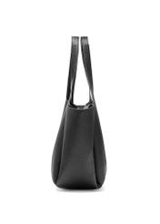 Black classic women's shopper bag TOREC-1060-99(Z25), side view of the product on a white background.