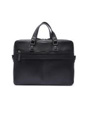 Black leather laptop bag TORMS-0496-99(W26) - product view from the back, on a white background.