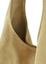 Yellow suede women's shopper bag TORES-1177-2C(W26), close-up view of the product detail on a white background.