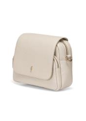 Cream leather women's messenger bag TORES-0958E-0B(W26), diagonal product view on white background.
