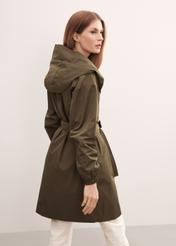 Khaki women's hooded coat KURDT-0443-55(W23)-05