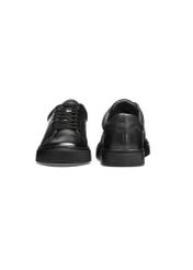 Black leather sports shoes BUTYM-0503A-99(W26), front and back product view on white background.