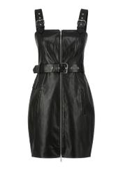 Black imitation leather dress SUKDP-0001-99(W23)-05