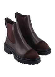 Dark brown women's Chelsea boots BUTYD-1345-1I(Z26), diagonal product view on a white background.