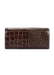 Brown women's croco wallet PORES-0954-89(W25) - product view from the back on a white background.
