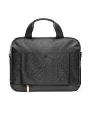 Black women's bag with monogram TOREN-0299-99(W25), product view from the back on white background.