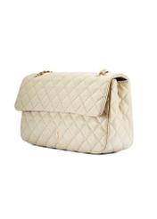 Cream quilted handbag on chain TOREC-0443E-12(Z25), diagonal product view on white background.
