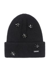 Black women's cap with ornaments CZADT-0156-99(Z23)-02