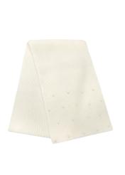 Women's white scarf with wool SZADT-0211-11(Z25), view of the folded product on a white background.