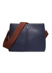 Dark navy blue women's handbag made of imitation leather TOREC-1261-7E(Z26), product view from the front on a white background.