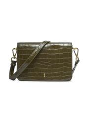 Women's leather croco handbag in khaki color TORES-1324-8D(Z26) - front product view, on white background.