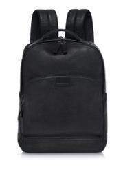 Black large men's leather backpack PLCMS-0020A-99(Z25) - front product view on white background.