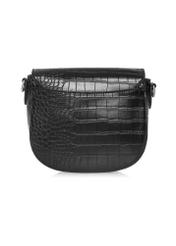 Women's black croco messenger bag TOREC-0880-9G(W26) - product view from the back, on a white background.