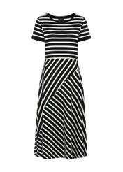 Black and white striped midi dress SUKDT-0182-99(W25)-01