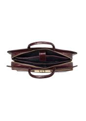Burgundy croco leather laptop bag TORES-1321-4D(Z26). Top view on white background.