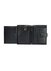 Navy blue men's leather wallet PORMS-0010B-69(W25), interior view of the product on a white background.
