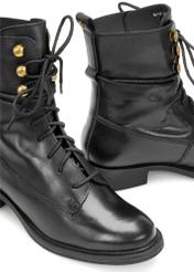 Black leather women's ankle boots BUTYD-1202-99(Z25)