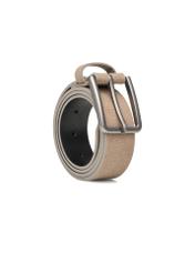 Beige suede men's belt PASMS-0275-1K(W26) - diagonal product view, on a white background.
