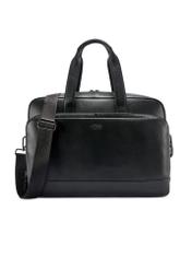 Black leather men's bag TORMS-0488R-9I(W26), product view from the front on a white background.
