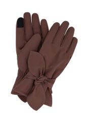 Brown women's winter gloves REKDT-0035-1I(Z26), product view from above on white background.
