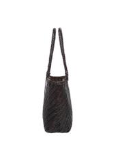 Dark brown woven women's handbag TORES-1301-1I(W26), side product view on white background.