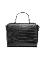 Black small women's croco handbag TOREC-0962A-97(Z25), product view from the back on a white background.