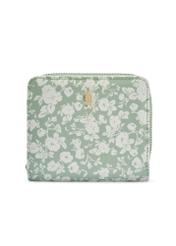 Small sage floral women's wallet POREC-0366-8P(W26) - front product view, on white background.