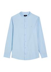 Light blue cotton men's shirt KOSMT-0326-7A(W26), front product view on white background.