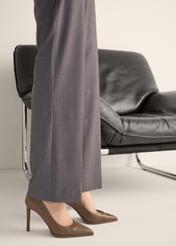 Women's leather high heels in dark beige BUTYD-1217-1K(Z26)