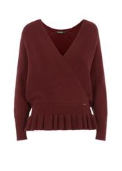 Bordowy sweter damski z taliowaniem SWEDT-0126-49(Z21)-03