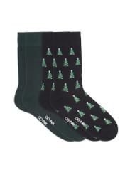 Two-pack of long men's Christmas socks ZESMT-0069-00(Z26), front view of the set on a white background.