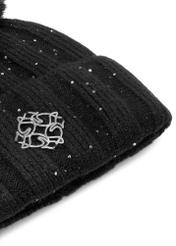 Black women's nylon hat CZADT-0215-99(Z25), close-up of the product detail on a white background.