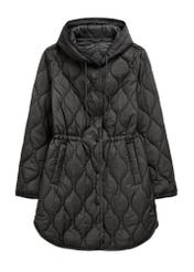 Women's black quilted jacket KURDT-0654-99(W26), front product view on white background.
