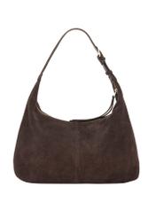 Brown suede handbag TORES-1404-1I(Z26) - product view from the back, on a white background.