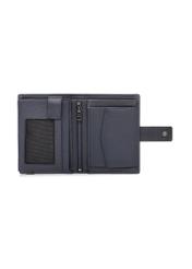 Men's leather wallet in navy blue PORMS-0695-7E(W26), product view inside on white background.