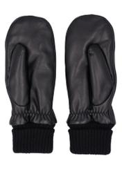 Black women's leather gloves REKDS-0105-99(Z26), front product view on white background.