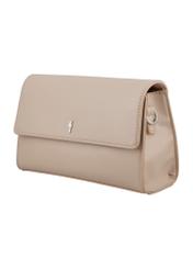 Small women's handbag made of ecru imitation leather TOREC-1324-0B(Z26), diagonal product view, on a white background.